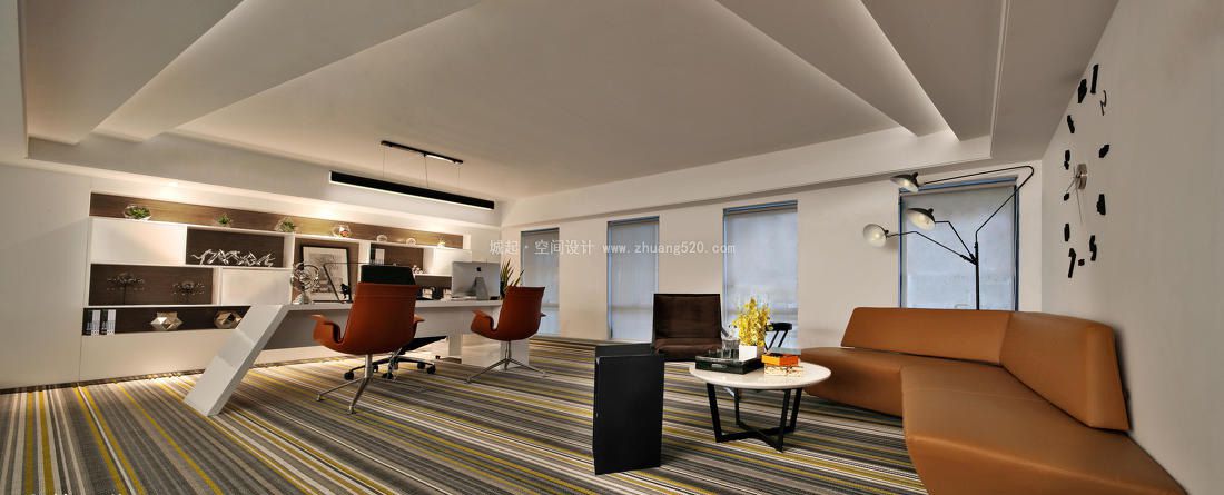 商务稳重风老总办公室装修设计效果图,老总办公室装修设计效果图