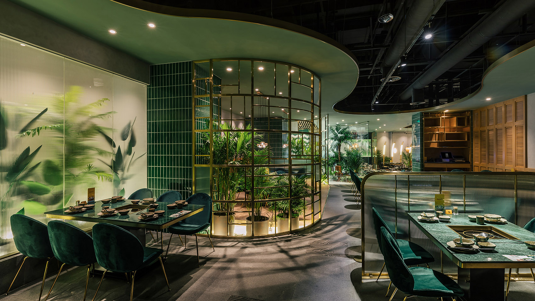 火锅店设计布局图,火锅店装饰效果图