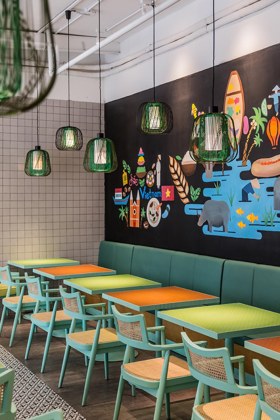 越南粉饭店设计布局图,越南粉饭店装饰效果图