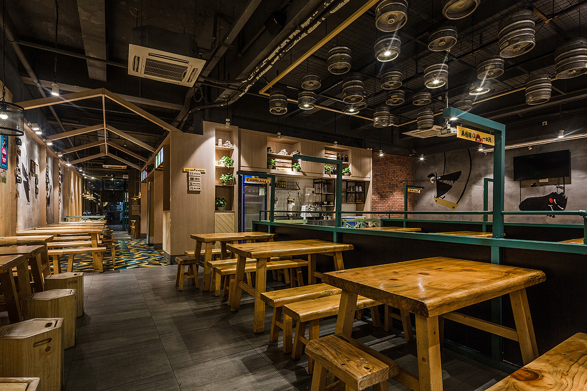 烧烤店装修设计布局图,烧烤店设计效果图