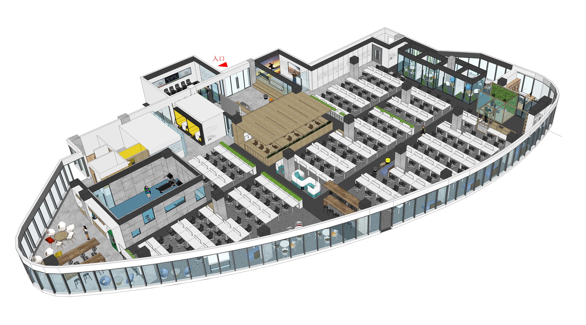 科技公司办公室装修平面图,办公室设计平面图