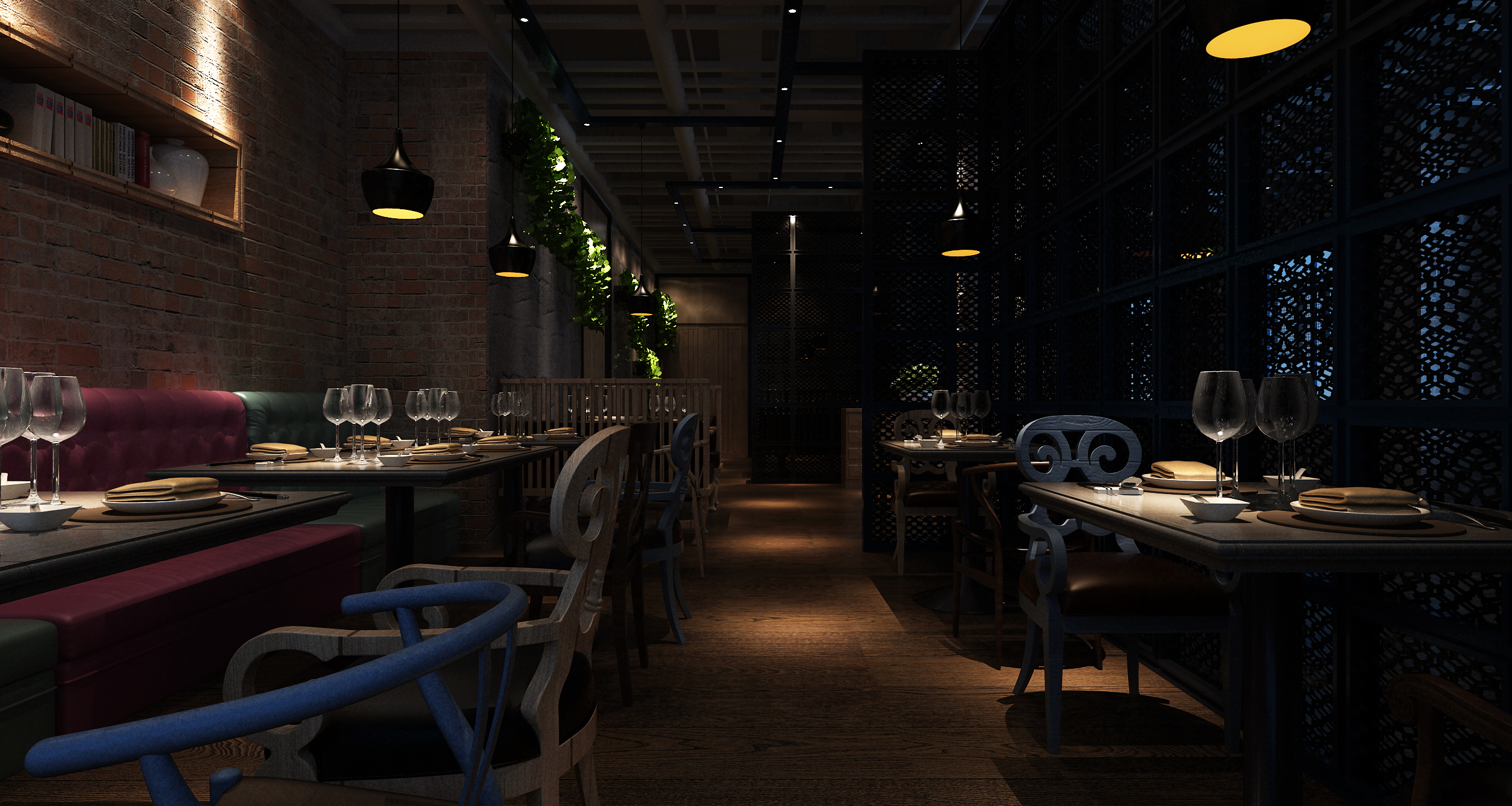 火锅店装饰效果图,火锅店装饰实景图