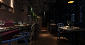 火锅店装饰效果图,火锅店装饰实景图