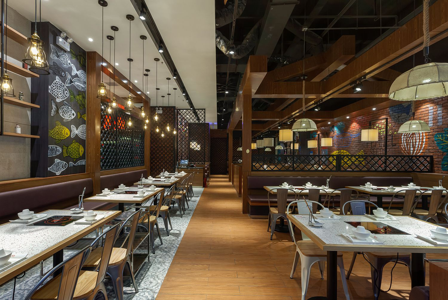 火锅店店面装饰案例图,火锅店店面装饰布局图