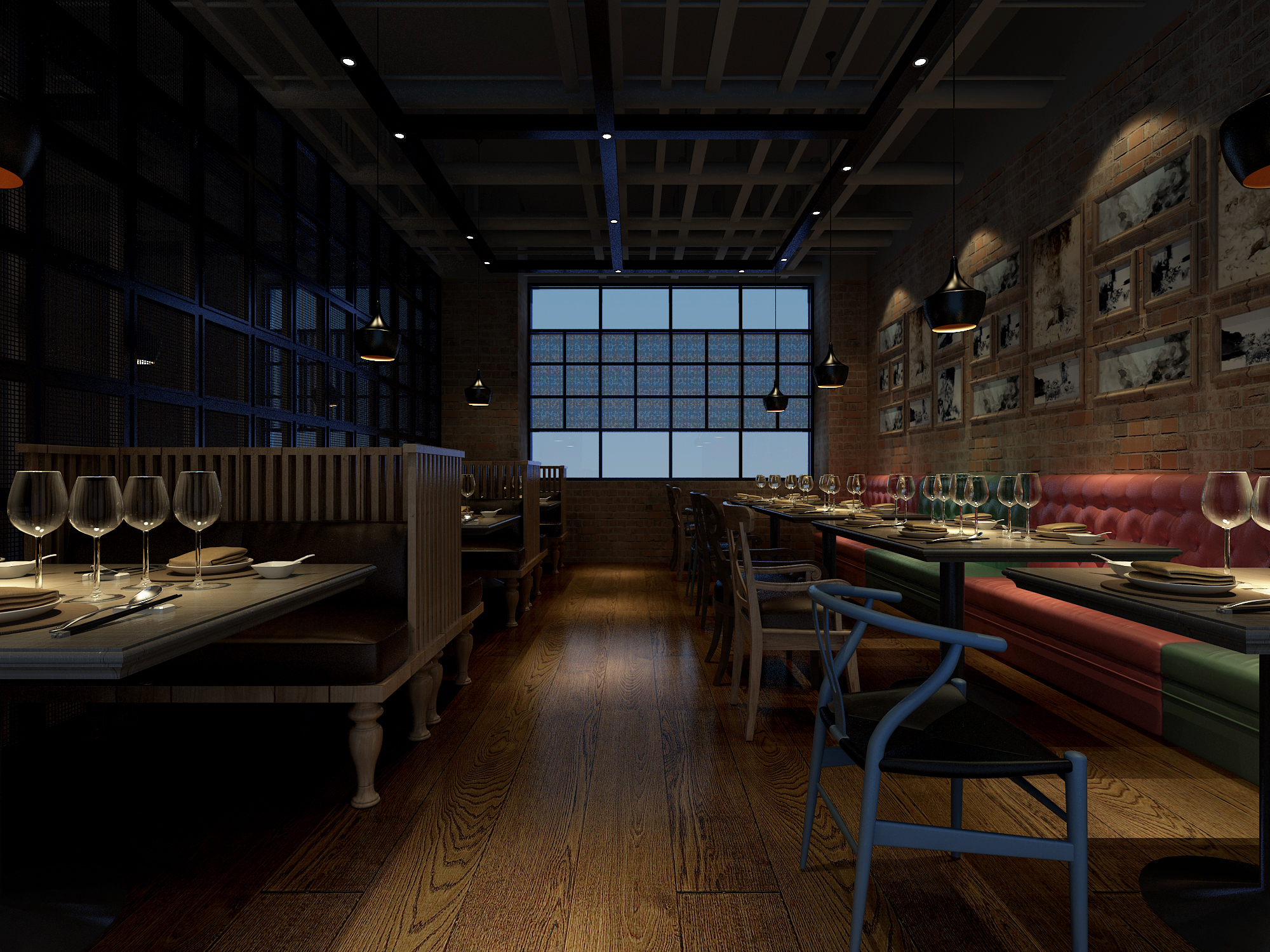 火锅店设计布局图,火锅店装饰效果图