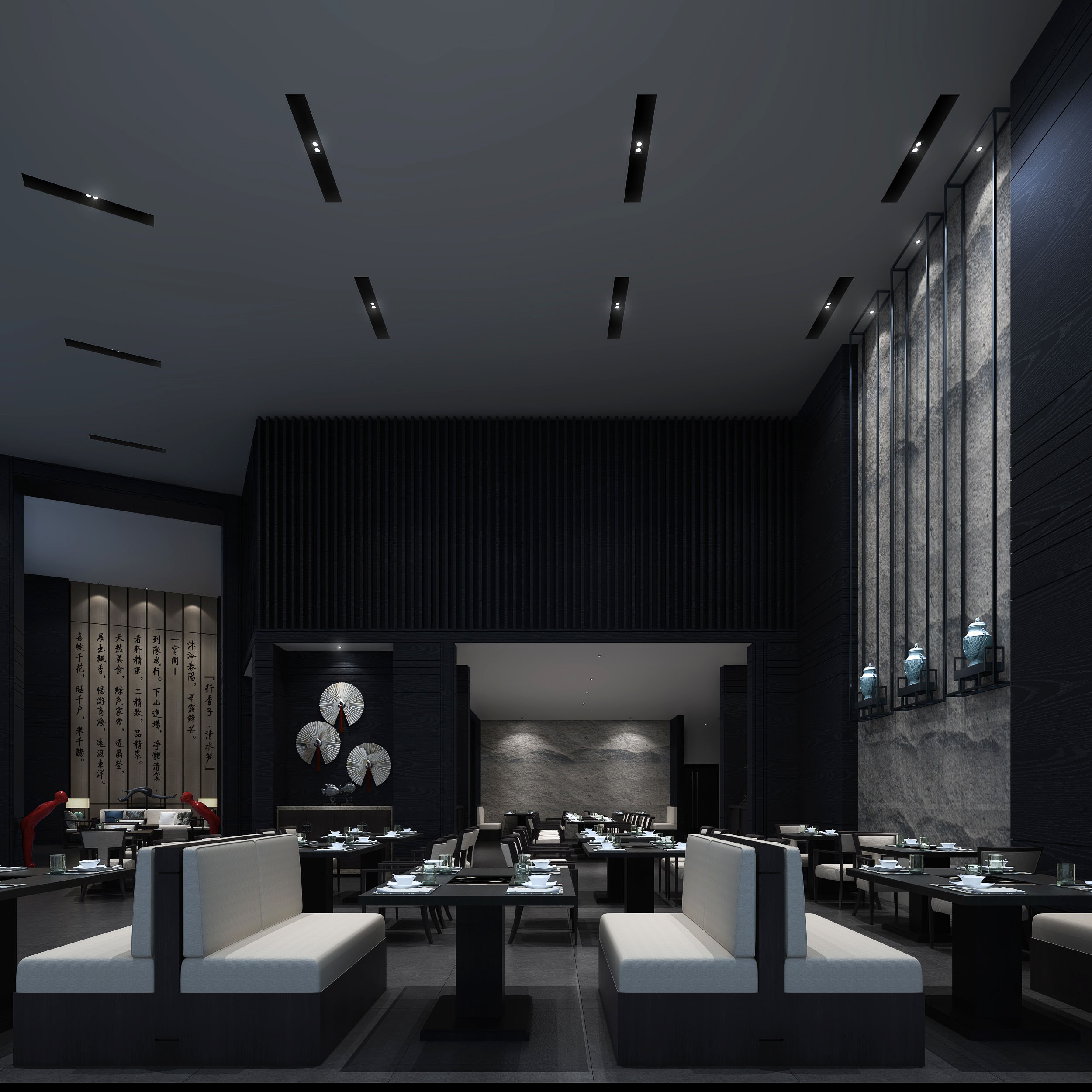 火锅店空间设计布局图,火锅店店面装修设计效果图