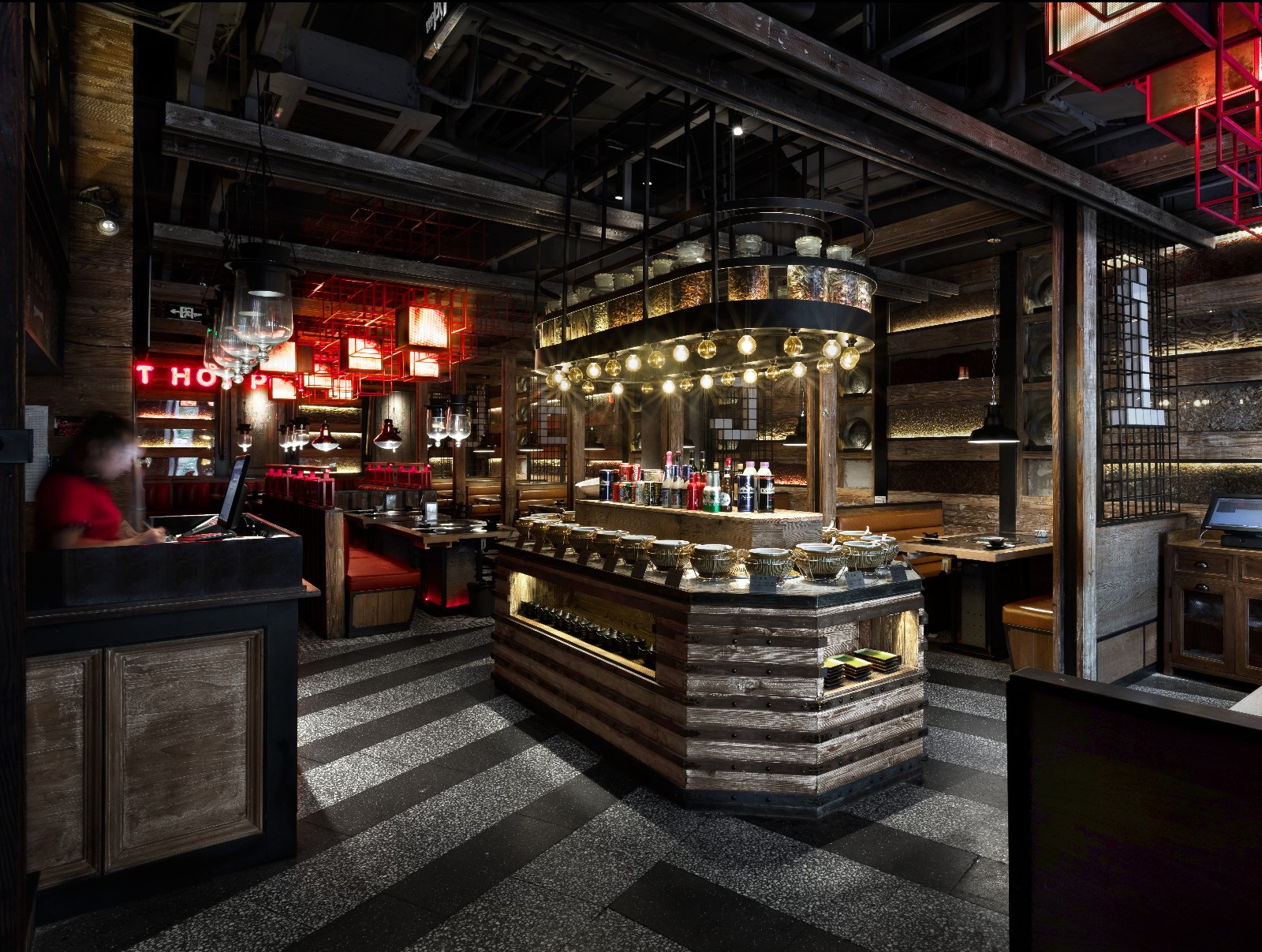 火锅店设计效果图,火锅店设计布局图