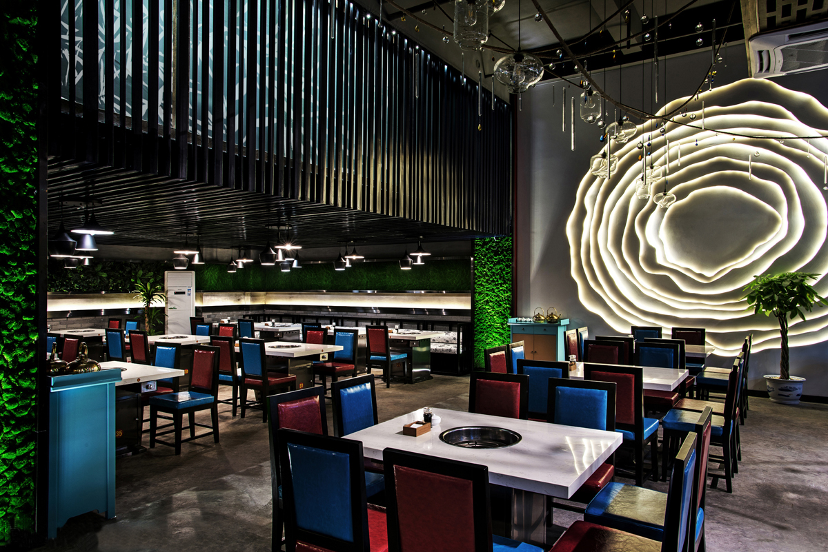 火锅店店面空间设计效果图,火锅店店面空间设计布局图