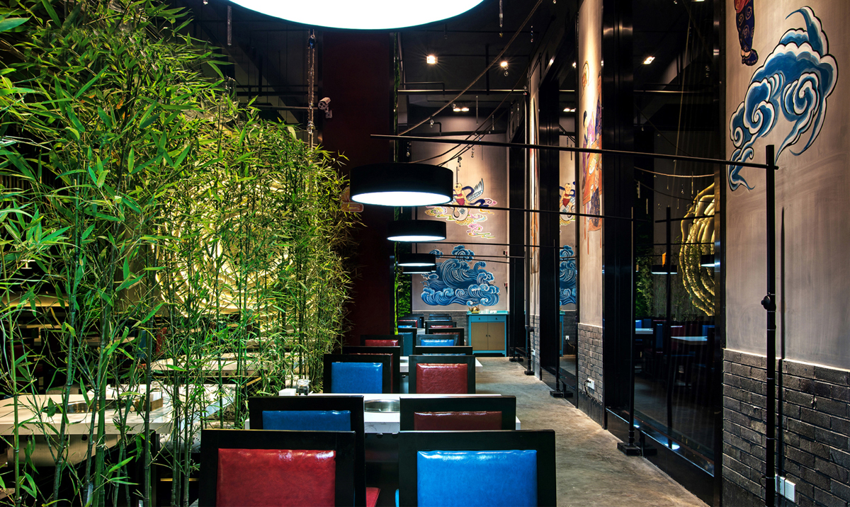 火锅店空间设计效果图,火锅店空间设计布局图