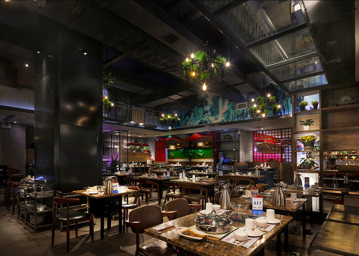 火锅店空间设计效果图, 火锅店空间设计布局图
