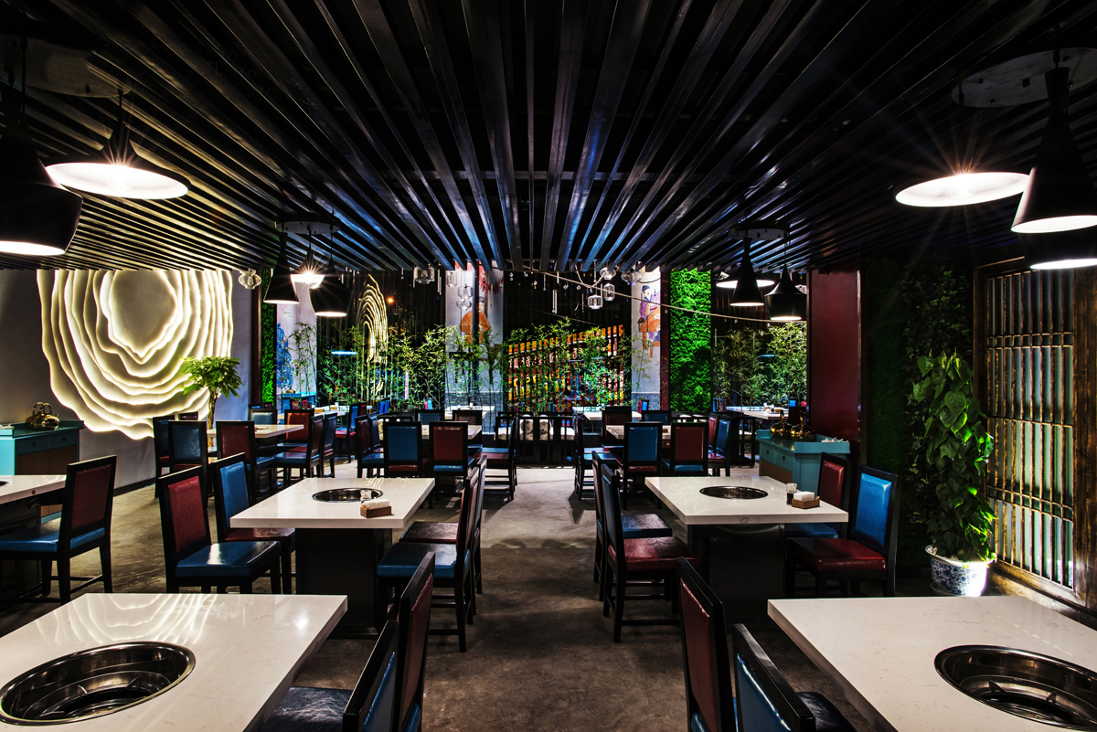 火锅店店面空间设计布局图,火锅店店面空间设计实景图