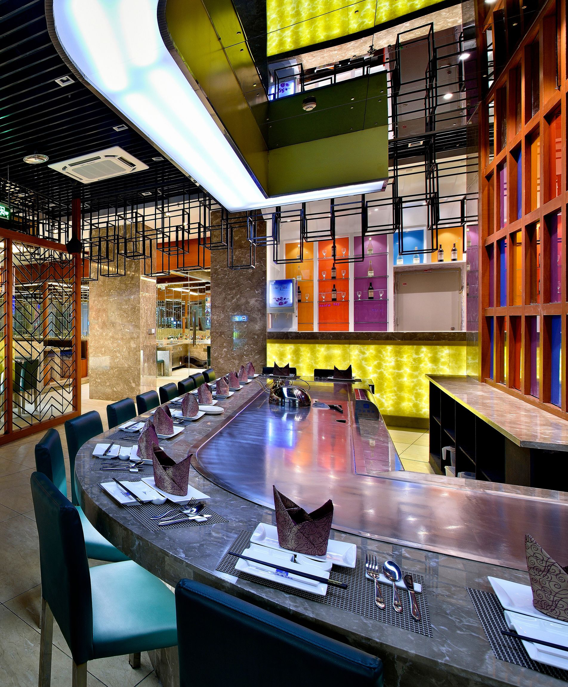 铁板烧店装饰效果图,铁板烧店装饰布局图