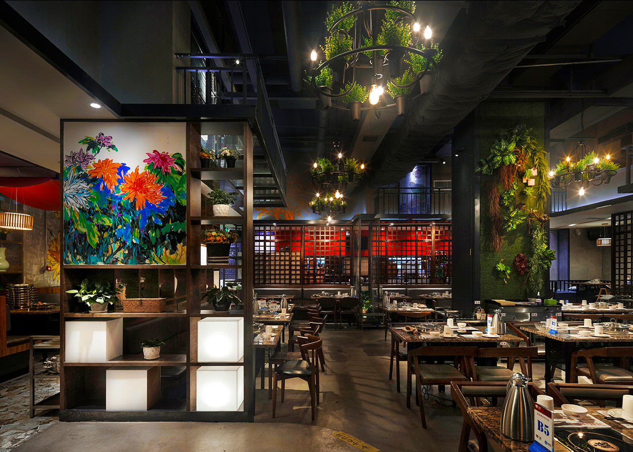  火锅店空间设计布局图,火锅店空间设计实景图