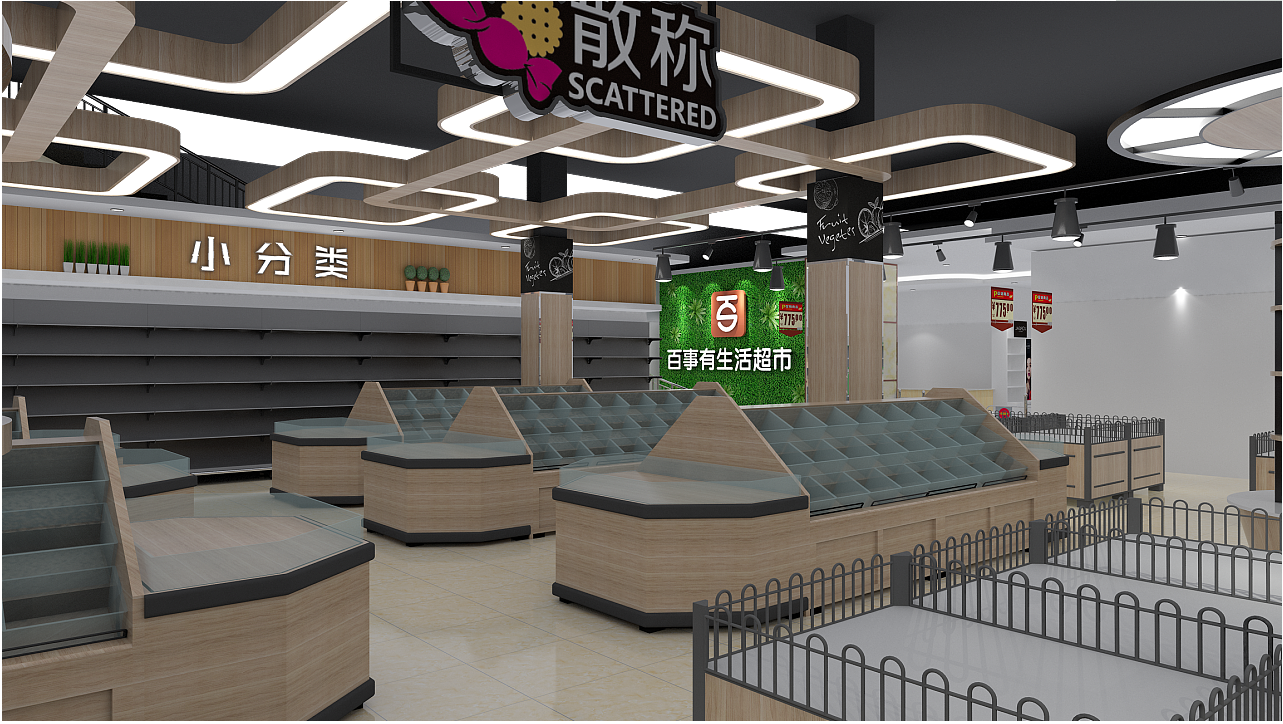 食品超市设计效果图,食品超市设计效果