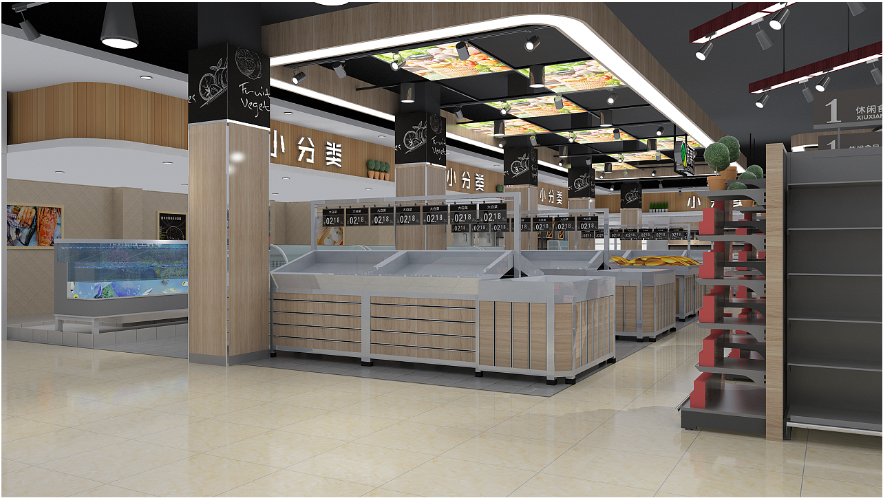 食品超市装饰案例图,超市装饰案例图