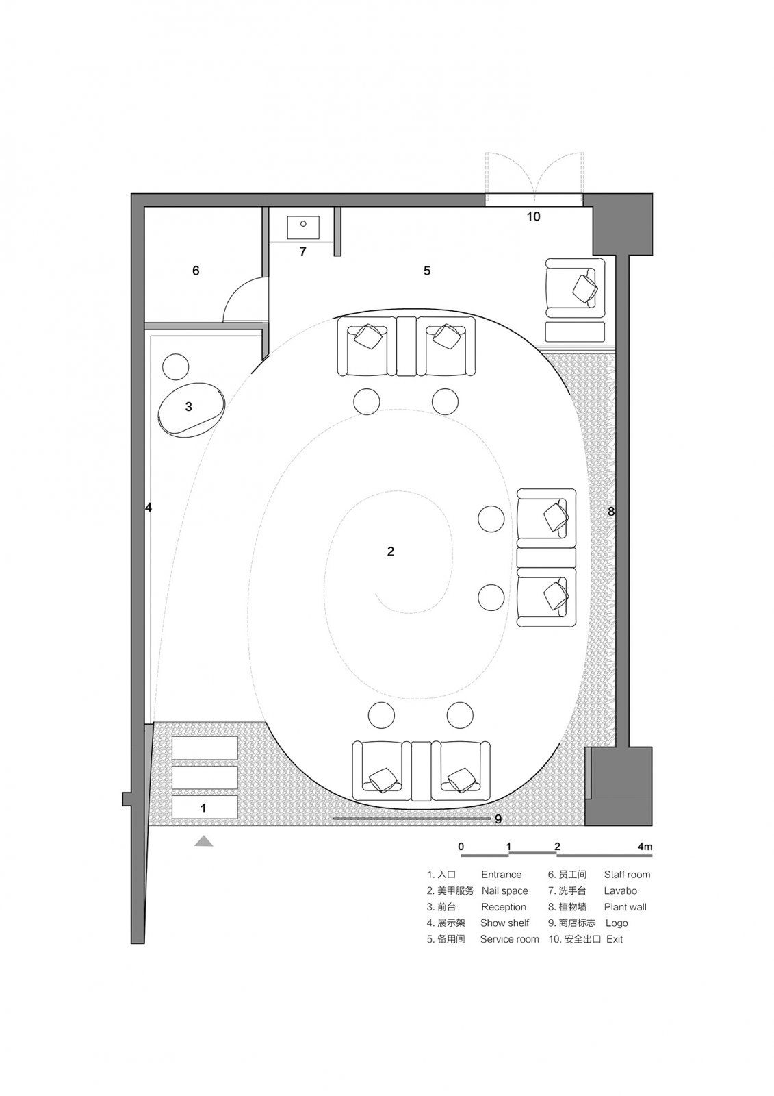LILY NAILS美甲美睫,美甲店设计平面图