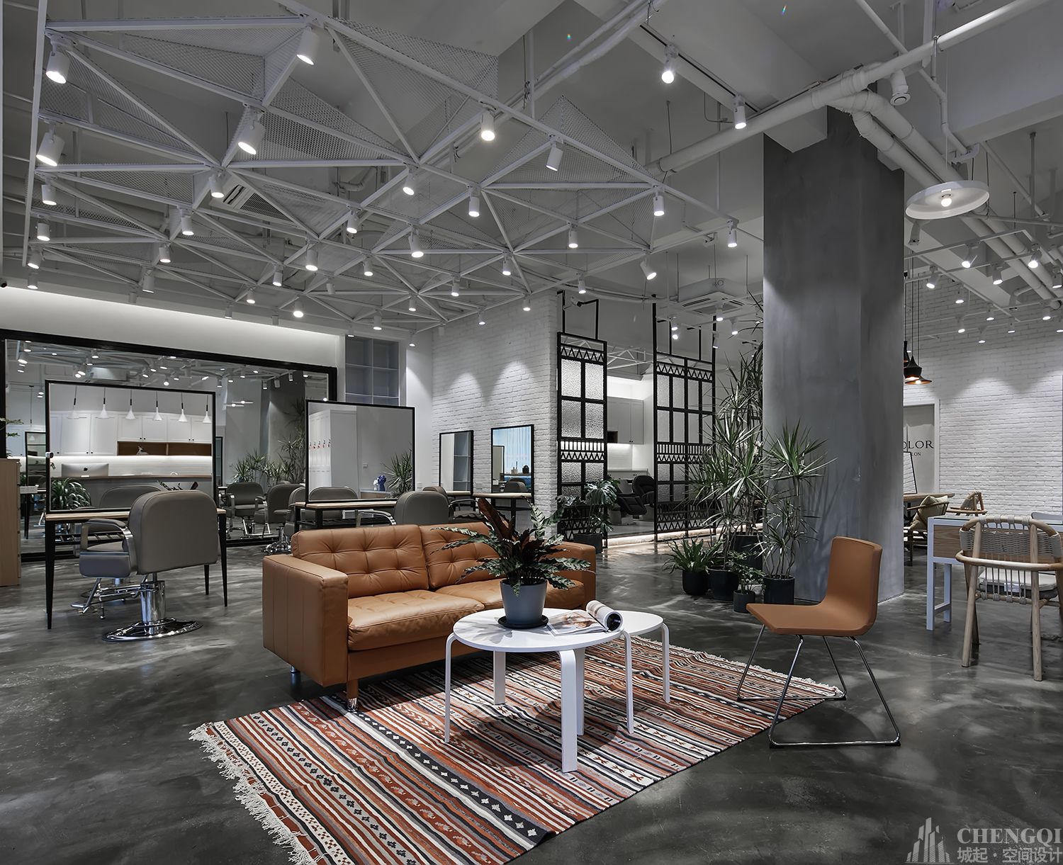 理发店空间设计实景图,理发店空间设计案例图