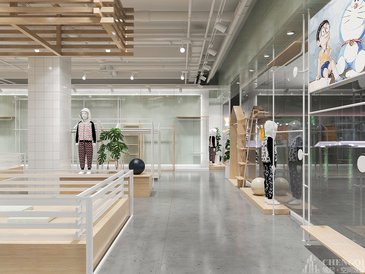 宝宝衣服店装修设计效果图,儿童生活用品空间装饰实景图