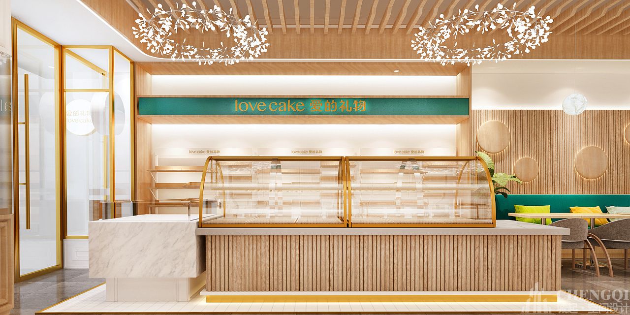 蛋糕店布局效果图,蛋糕店空间设计实景图