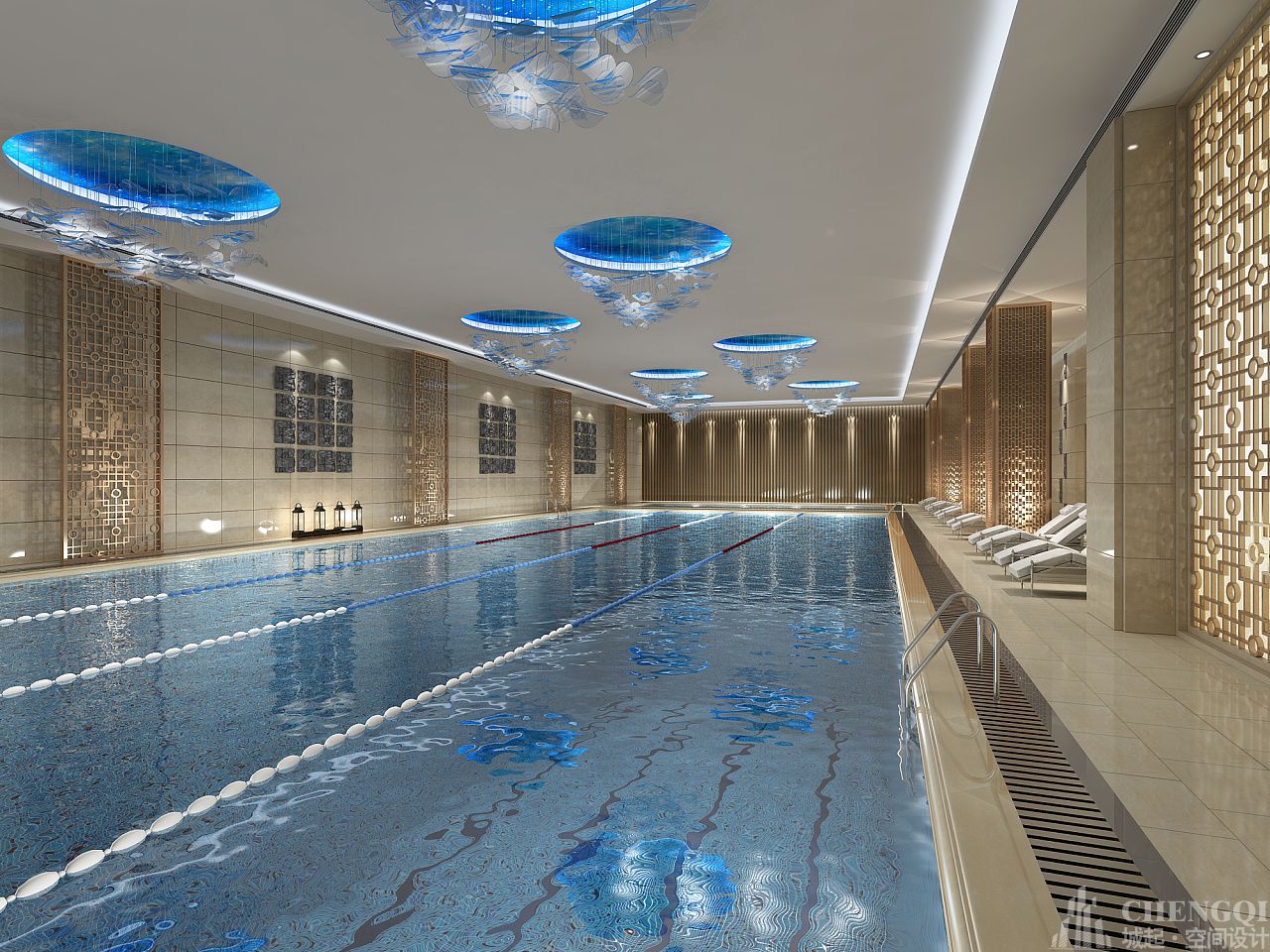 上海大学游泳馆,游泳馆空间设计实景图