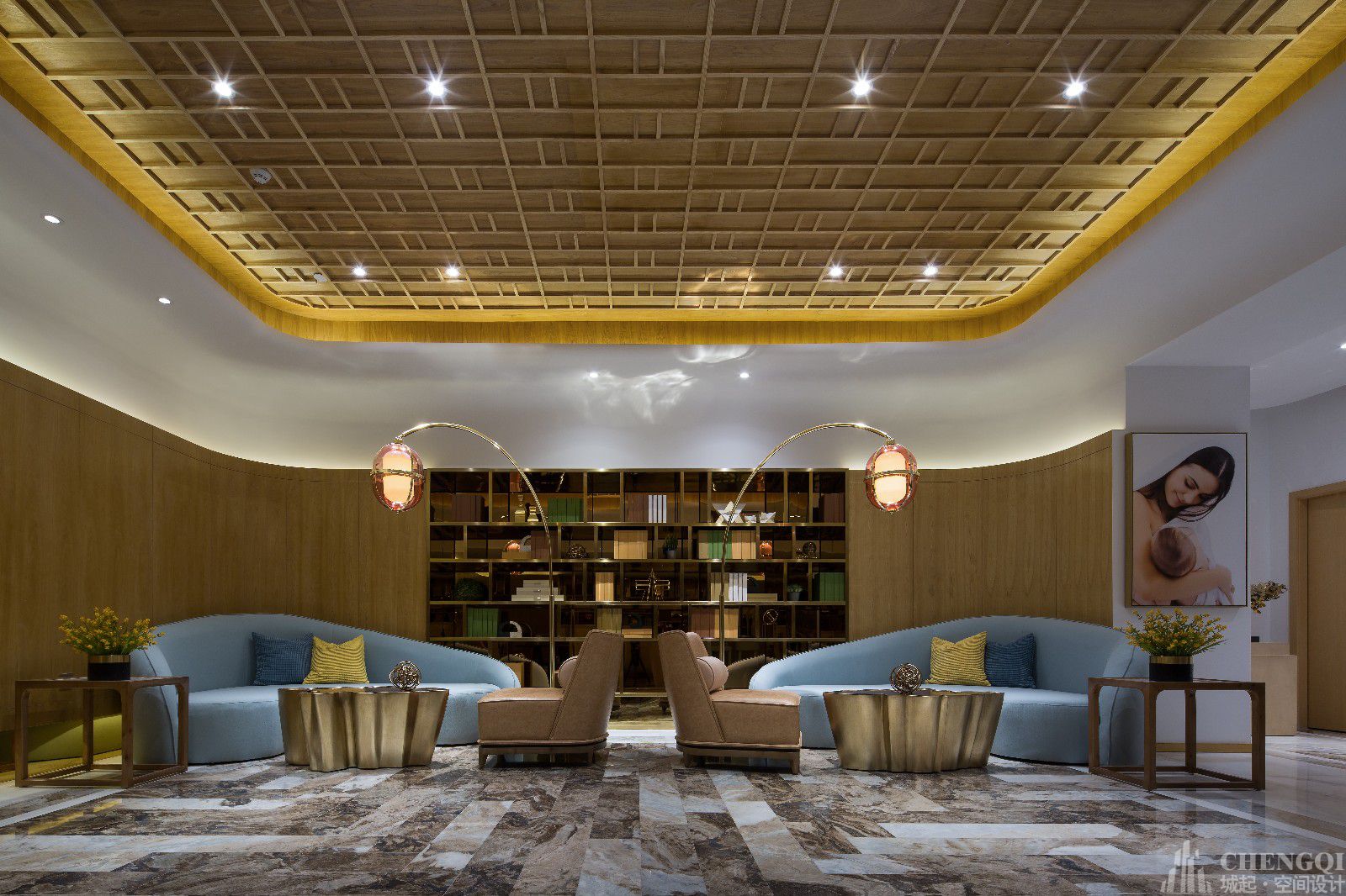 月子护理会所设计效果图,月子护理会所装修布局图