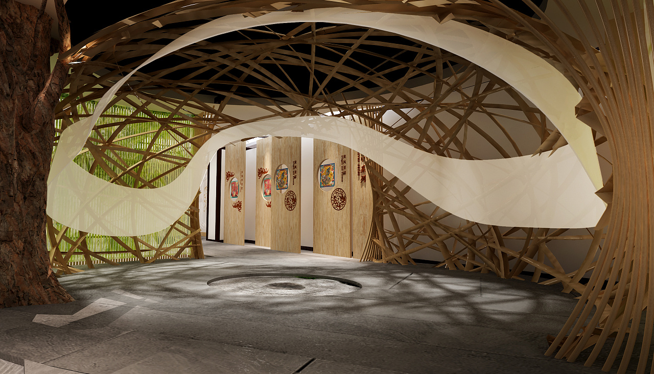 丝绸文化展厅设计效果图,丝绸文化展厅效果图