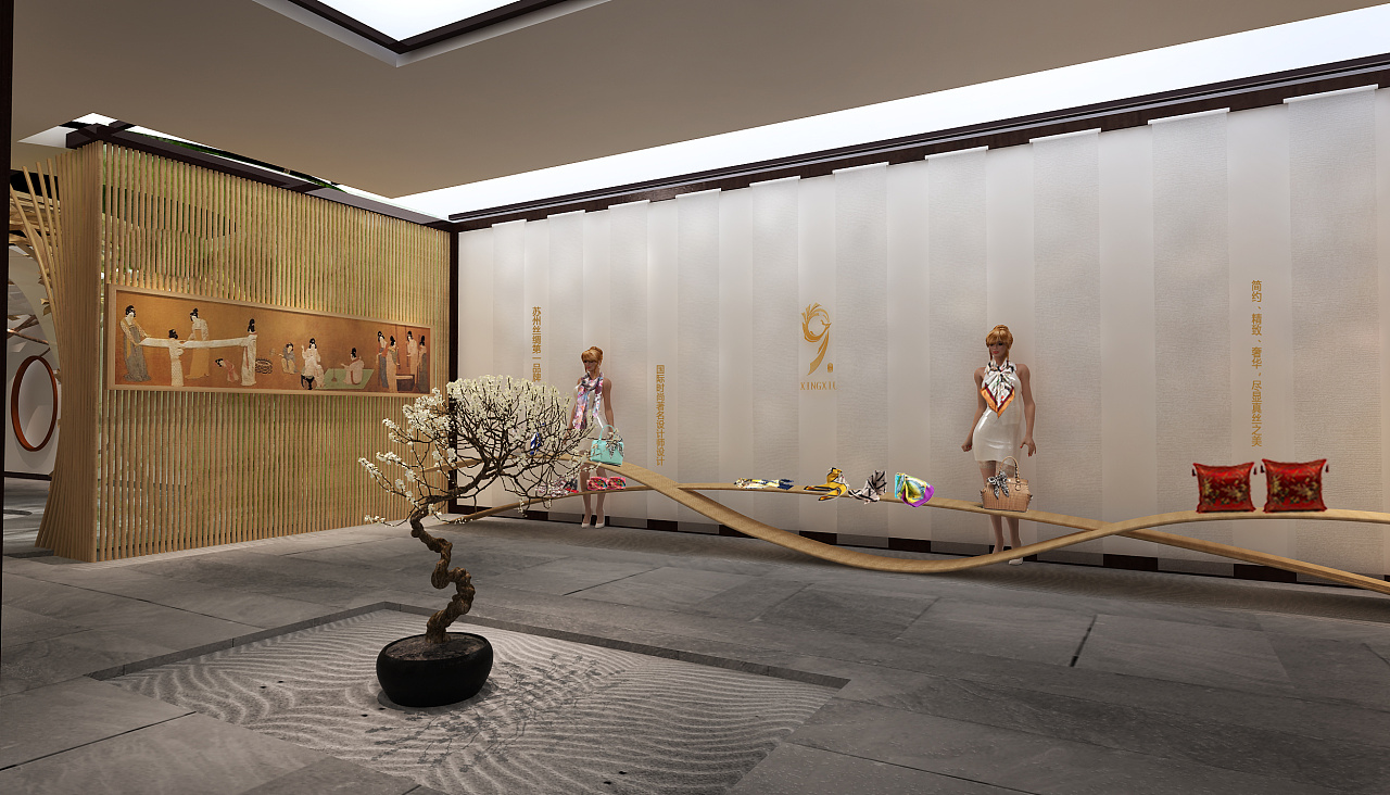 丝绸文化展示馆装饰效果图,文化展示馆装饰效果图