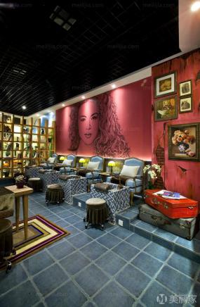 现代小型美甲店室内吊顶设计装修效果图