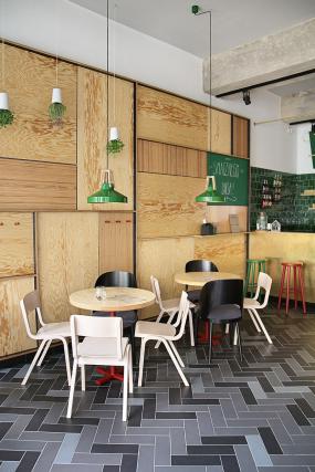 现代田园风格奶茶店装修效果图