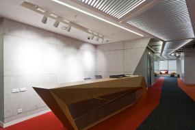 传媒公司室内前台背景墙效果图片