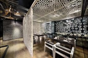 中式火锅店大厅装修装饰效果图