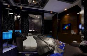 主题酒店房间隔断帘装修效果图片