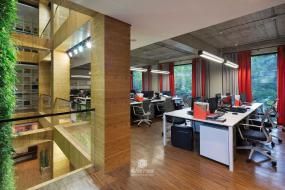 员工办公室室内原木地板装修效果图片