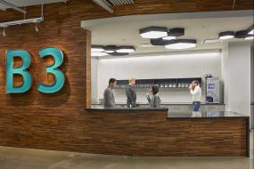 最新潮流公司木质背景墙装修效果图片