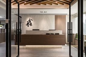 温馨现代风格公司前台背景墙装修实景图