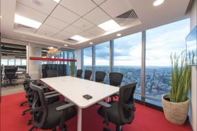 会议室室内不规则几何形吊顶效果图