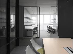 简约风格装修设计办公室办公玻璃隔断图片