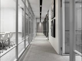 简约办公室铝合金玻璃隔断装修图