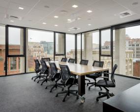 2018中式会议室格栅灯装修效果图片