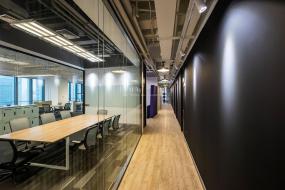 简约会议室格栅灯装修图片