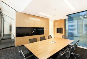 小会议室木质背景墙装修效果图片