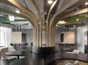 现代办公室风格木质吊顶装修效果图片