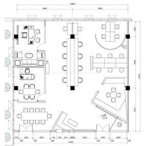 现代大办公室布置装修效果图