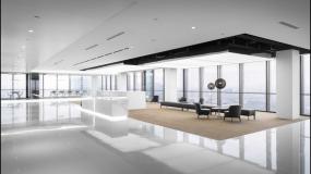 室内现代简约风格公司前台效果图