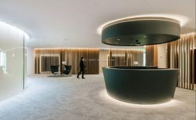 现代办公室前台装饰设计效果图