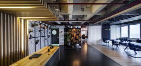 现代办公室前台装修高清效果图