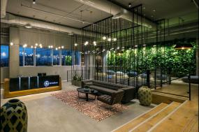 现代办公室前台装修装潢效果图