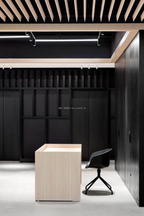 简约办公室前台装潢效果图