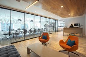 科技公司前台装修实景图片