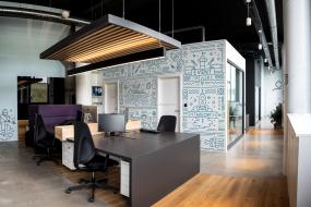 科技公司木地板装修设计效果图片库